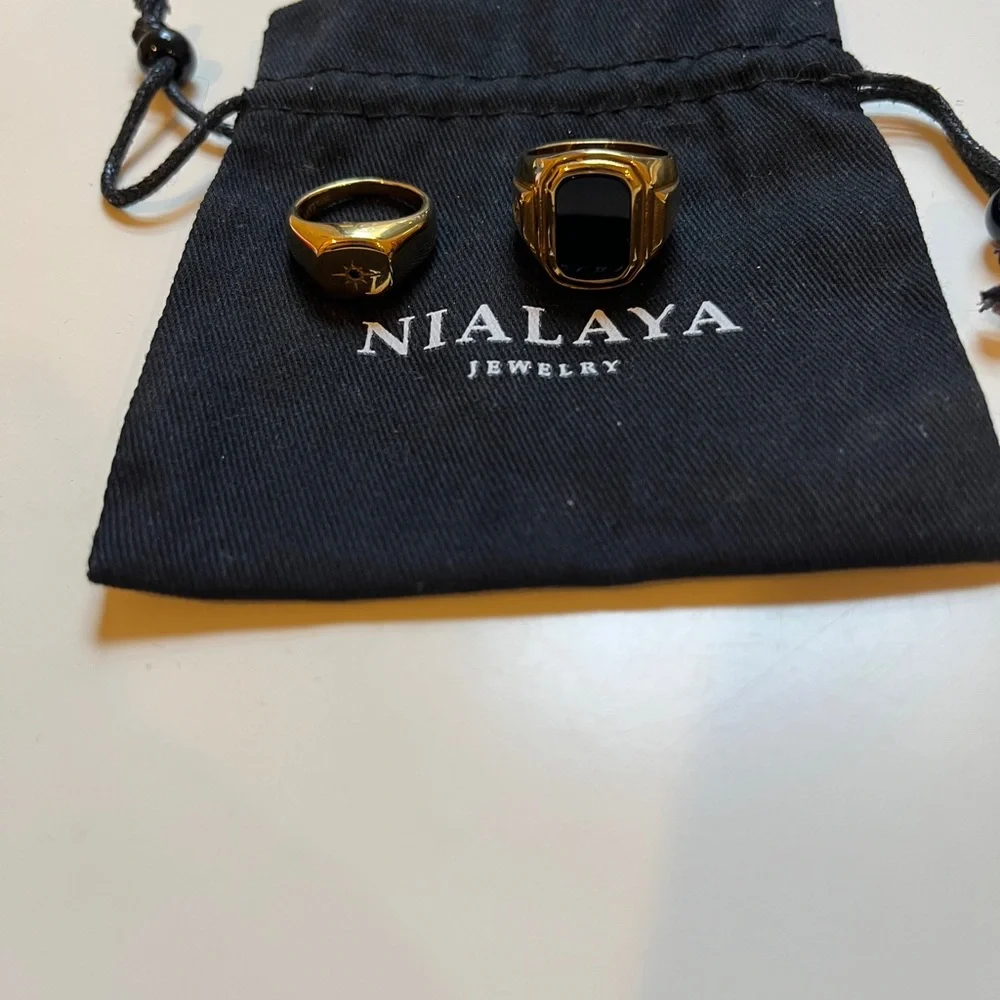 Gold Signet Ring - Black Onyx Accent - Picture 4 of 5